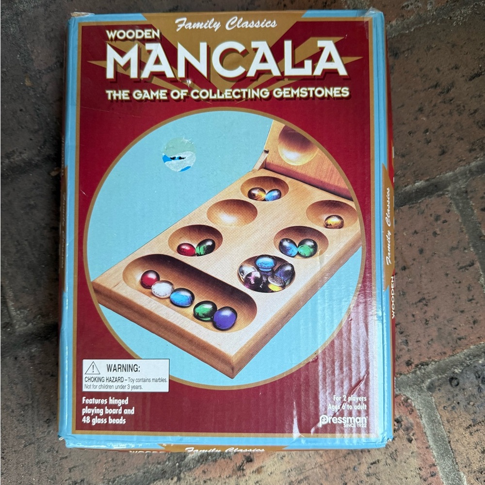 Pressman Wooden Mancala Game - Brown and Colorful